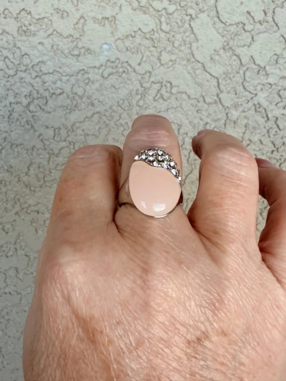 Camille Lucie Silver Pink Lucite CZ Ring